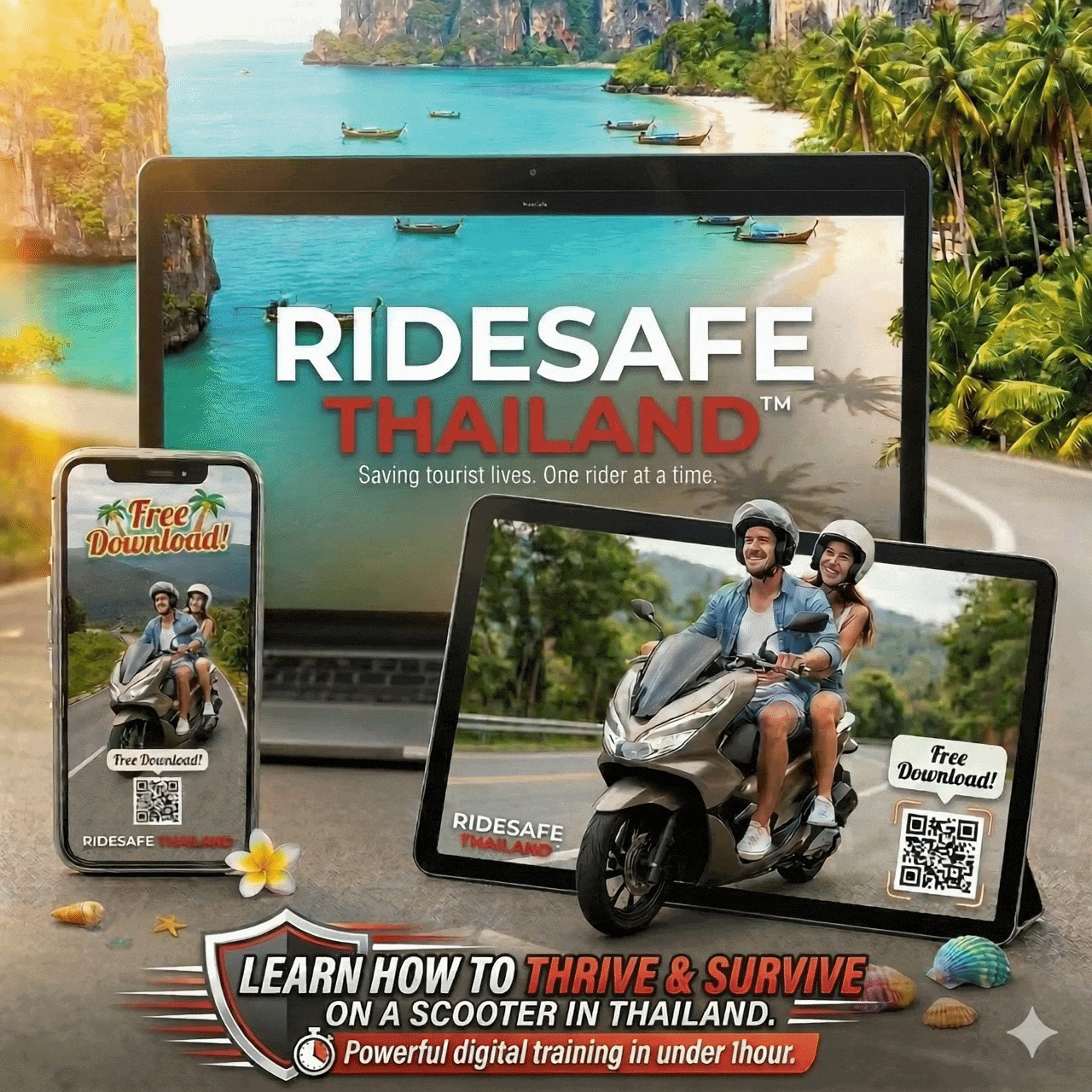 RIDESAFE THAILAND app demonstration on smartphone